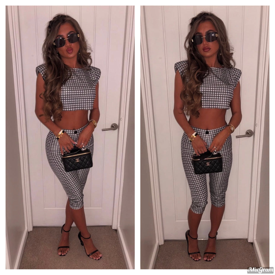 Houndstooth 2 piece capri set