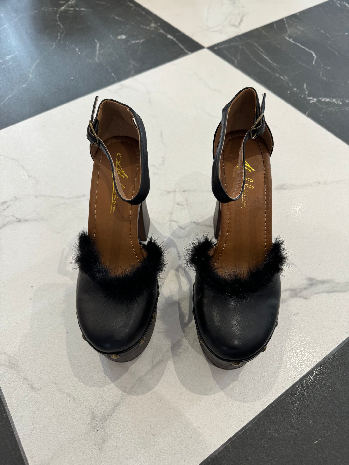 CHLOE STYLE FUR DETAIL PLATFORMS