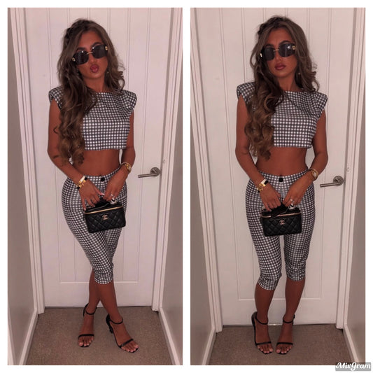 Houndstooth 2 piece capri set